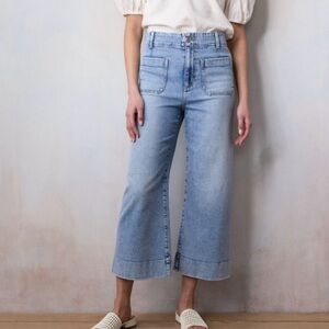 LC Lauren Conrad Super Soft Highrise Wild Flower Wide Leg Cropped Jean